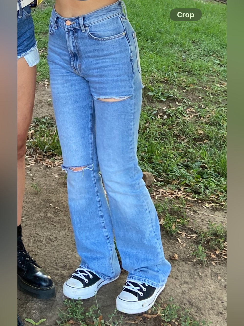BDG Light Blue Distressed Flare Jeans